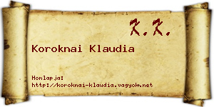 Koroknai Klaudia névjegykártya